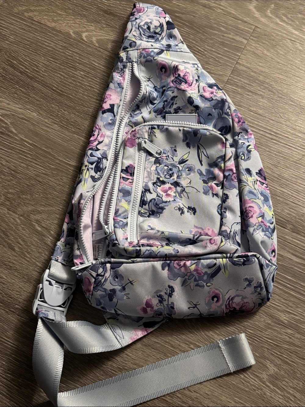 Vera Bradley Floral Sling Crossbody Bag in Light Gray/blue/pink/purple/green
